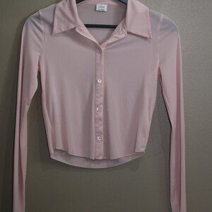 Aritzia Womens Wilfred Pose LongSleeve Pink. Size Small